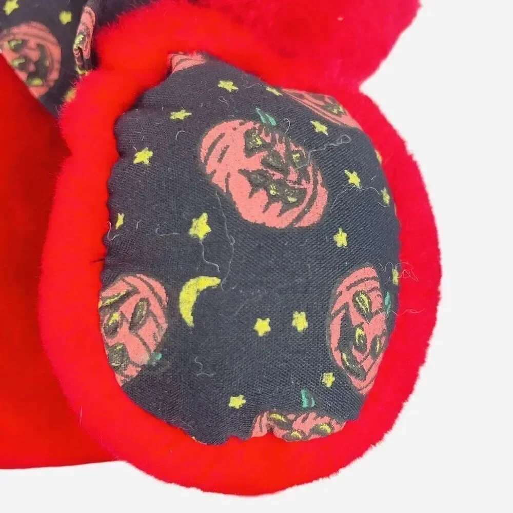 Vintage 1980s King Plush Red Devil Halloween Pumpkins Cape Jack O Lanterns Cute